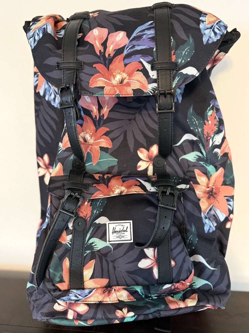 Herschel Floral Tropical Laptop Backpack Black Multicolor
